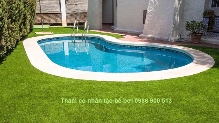 Thảm cỏ nhân tạo trải bể bơi hồ bơi 