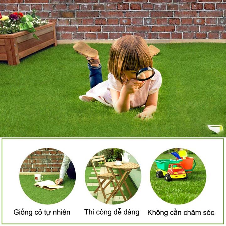 thảm cỏ nhân tạo trải sân vườn khu vui chơi 1